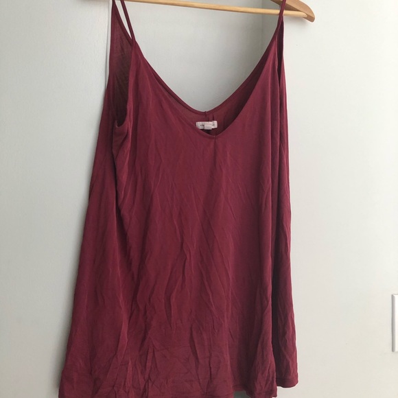 Wine coloured long line tank top - Picture 1 of 4